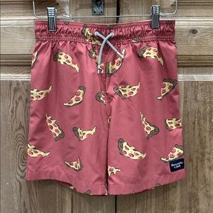 Abercrombie & Fitch Kids Red Pizza Pattern Swim Trunks